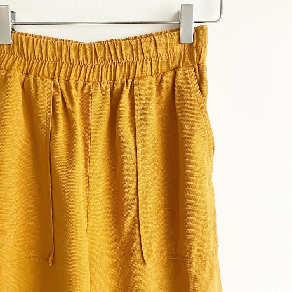 Zara Woman XS Wide Leg Cropped Pants Pockets Ochre Yellow Orange - Picture 2 of 7